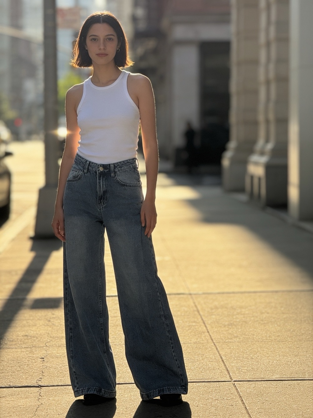 SHEIN Wide Leg Women’s Jeans in Faded Blue Size 25